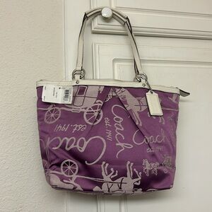 Coach Purse Y2K NWT authentic 2000s amethyst purple white HAC Tote shoulder bag